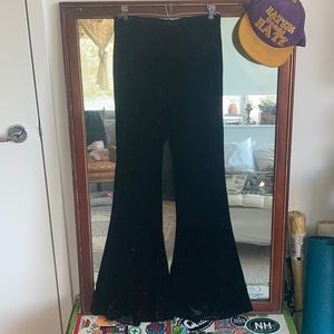 crushed velvet stretch flare pants